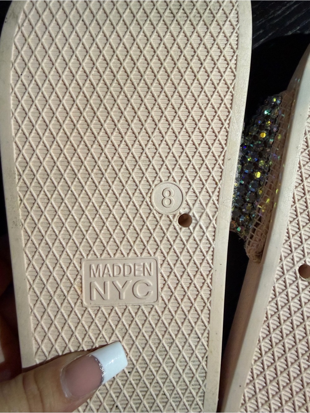 Steve Madden Blush Slide Sandals with Iridescent Crystal Straps - Picture 5 of 7
